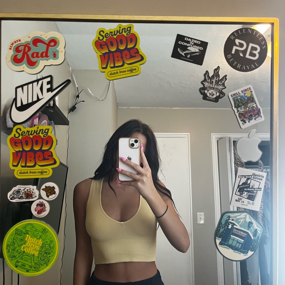 yellow low cut tank top